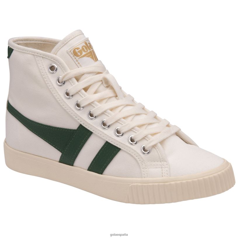 calzado V4PZL284 mujer Gola tenis clásicos marca cox tenis altos blanco hueso/verde oscuro