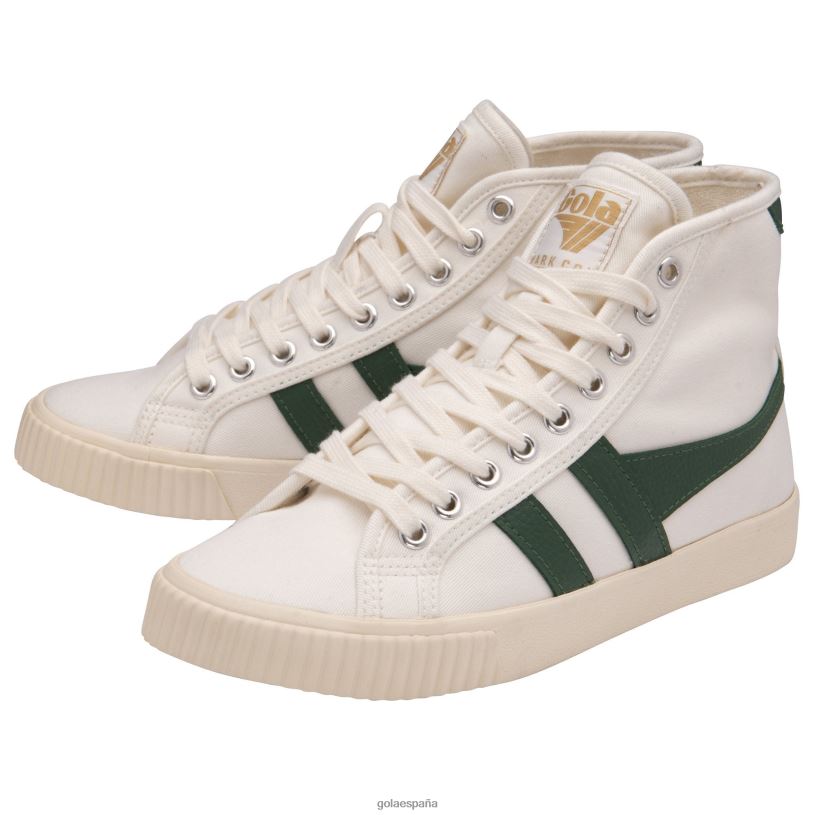 calzado V4PZL284 mujer Gola tenis clásicos marca cox tenis altos blanco hueso/verde oscuro