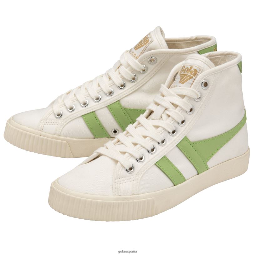 calzado V4PZL276 mujer Gola tenis clásicos veganos marca cox zapatillas altas blanco hueso/verde pátina