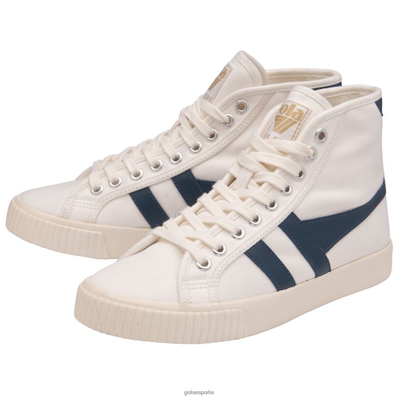 calzado V4PZL283 mujer Gola tenis clásicos veganos marca cox zapatillas altas blanco roto/azul vintage