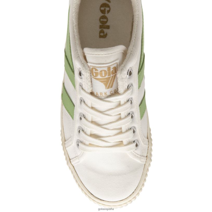 calzado V4PZL430 mujer Gola zapatillas de tenis clásicas veganas marca cox 8 blanco hueso/verde pátina