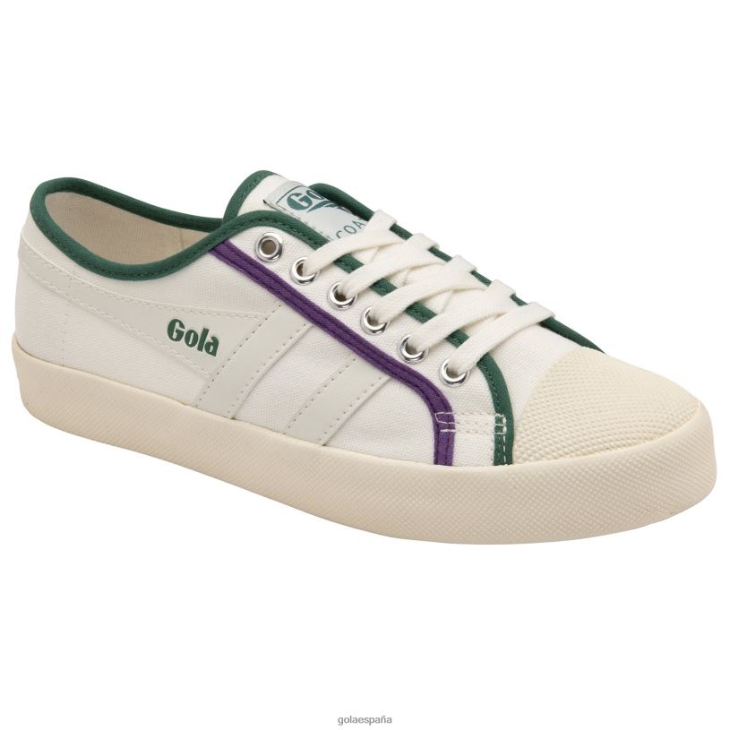 calzado V4PZL436 mujer Gola aplastamiento de la montaña rusa de clásicos veganos blanco roto/verde oscuro/morado