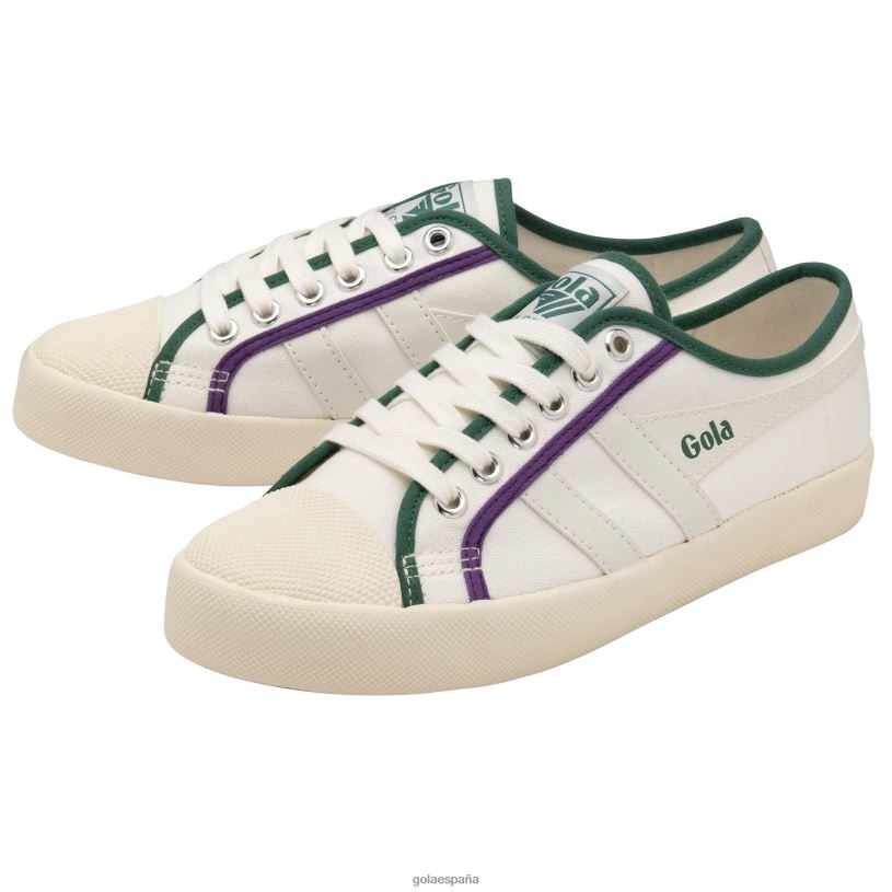 calzado V4PZL436 mujer Gola aplastamiento de la montaña rusa de clásicos veganos blanco roto/verde oscuro/morado