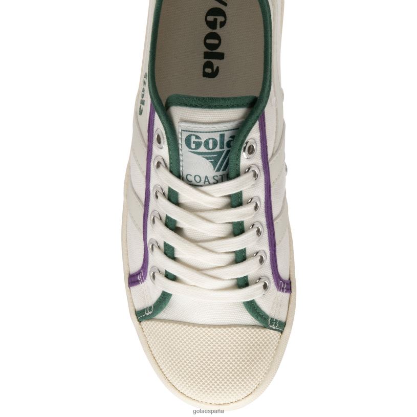 calzado V4PZL436 mujer Gola aplastamiento de la montaña rusa de clásicos veganos blanco roto/verde oscuro/morado