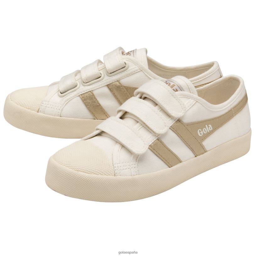 calzado V4PZL441 mujer Gola posavasos vegan classics flame strap blanco hueso/oro
