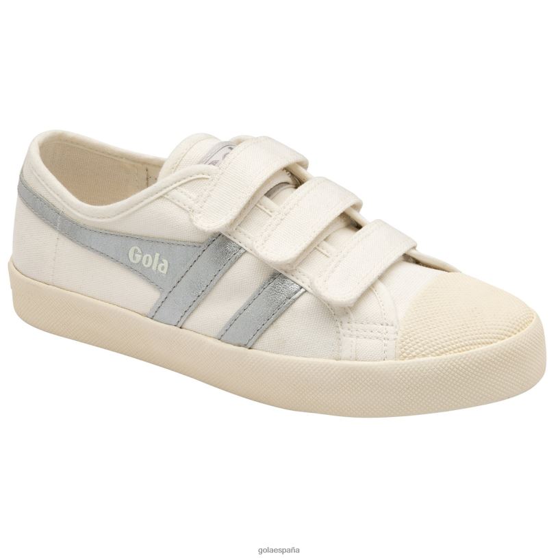 calzado V4PZL442 mujer Gola posavasos vegan classics flame strap blanco hueso/plata