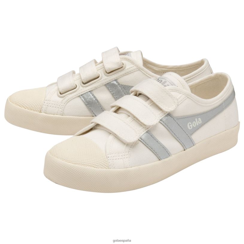 calzado V4PZL442 mujer Gola posavasos vegan classics flame strap blanco hueso/plata