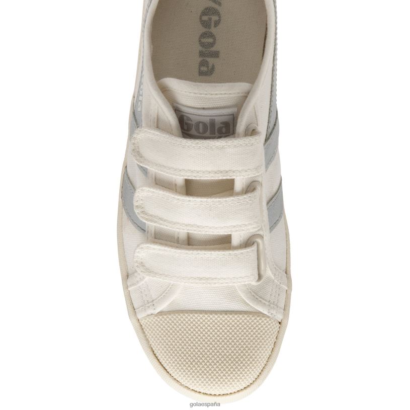 calzado V4PZL442 mujer Gola posavasos vegan classics flame strap blanco hueso/plata