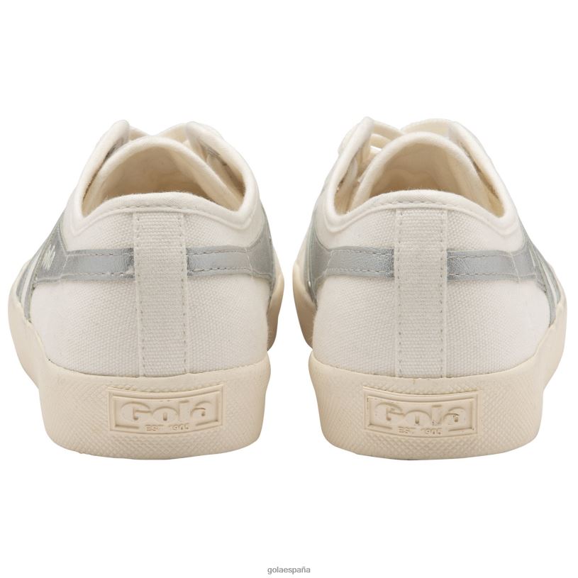 calzado V4PZL443 mujer Gola llama del posavasos de clásicos veganos blanco hueso/plata