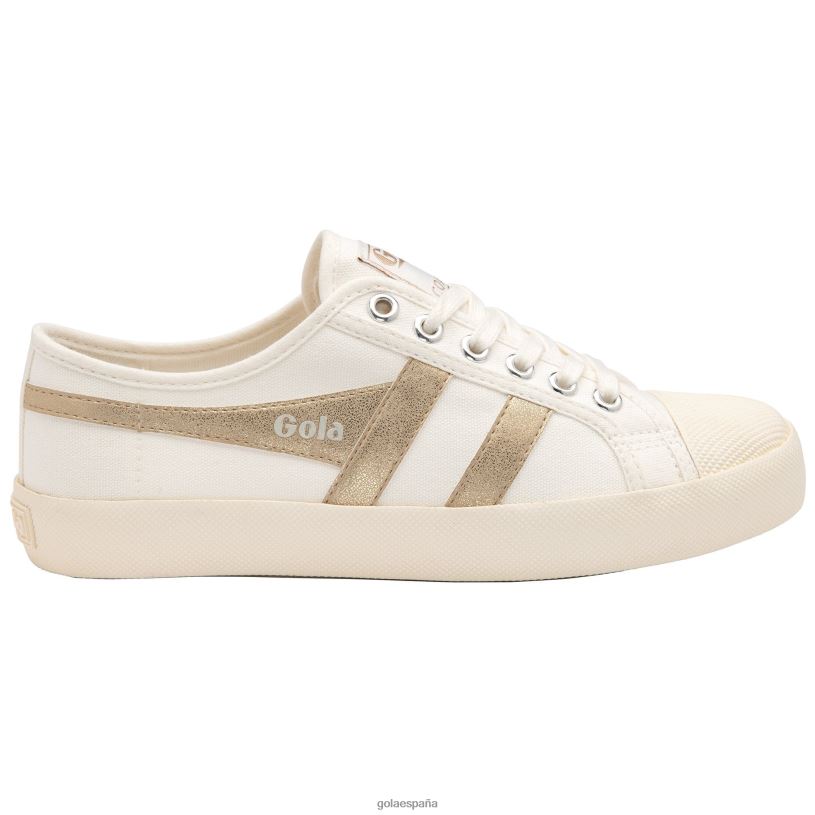 calzado V4PZL444 mujer Gola llama del posavasos de clásicos veganos blanco hueso/oro