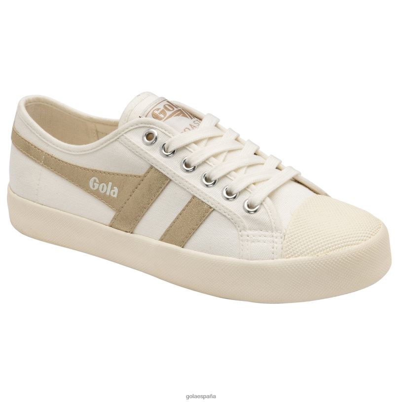 calzado V4PZL444 mujer Gola llama del posavasos de clásicos veganos blanco hueso/oro