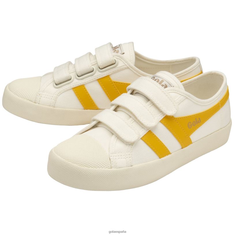 calzado V4PZL453 mujer Gola zapatillas clásicas veganas con correa estilo posavasos blanco hueso/sol