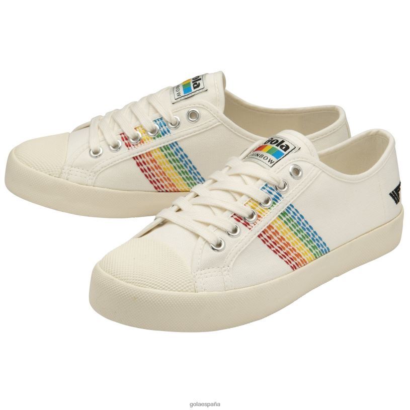 calzado V4PZL463 mujer Gola posavasos de clásicos veganos puntada de arco iris blanco/multicolor