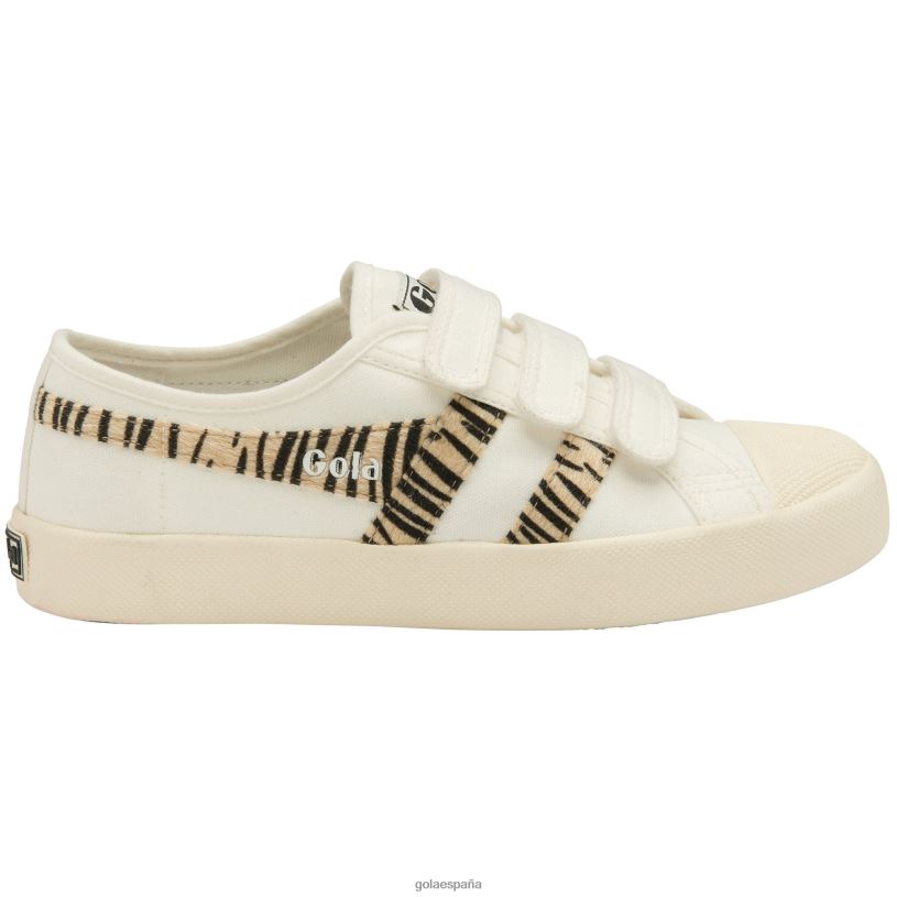 calzado V4PZL467 mujer Gola tenis vegan classics coaster safari con tiras blanco hueso/cebra