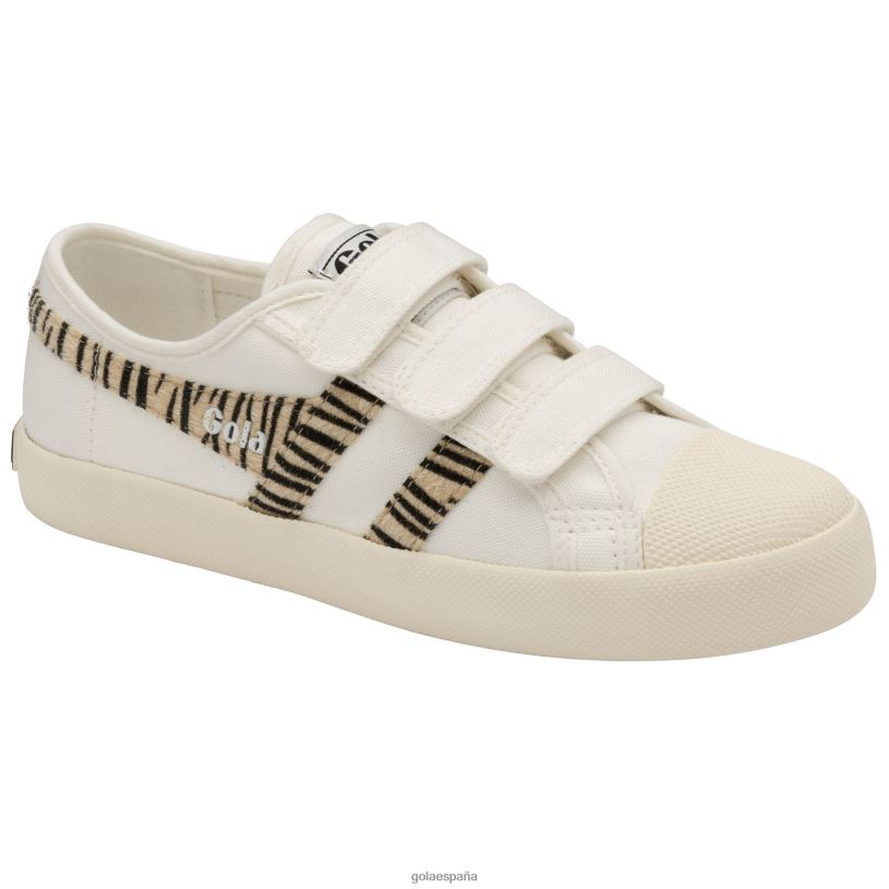 calzado V4PZL467 mujer Gola tenis vegan classics coaster safari con tiras blanco hueso/cebra