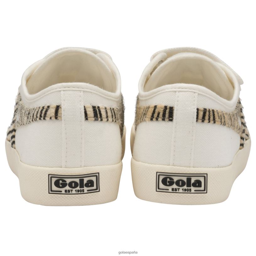 calzado V4PZL467 mujer Gola tenis vegan classics coaster safari con tiras blanco hueso/cebra