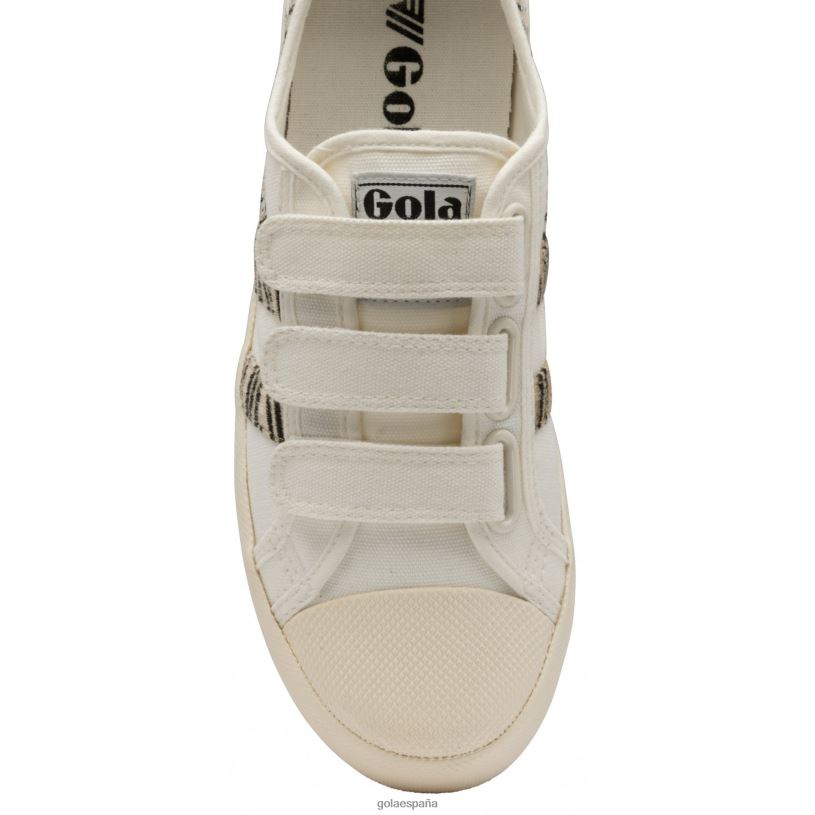 calzado V4PZL467 mujer Gola tenis vegan classics coaster safari con tiras blanco hueso/cebra