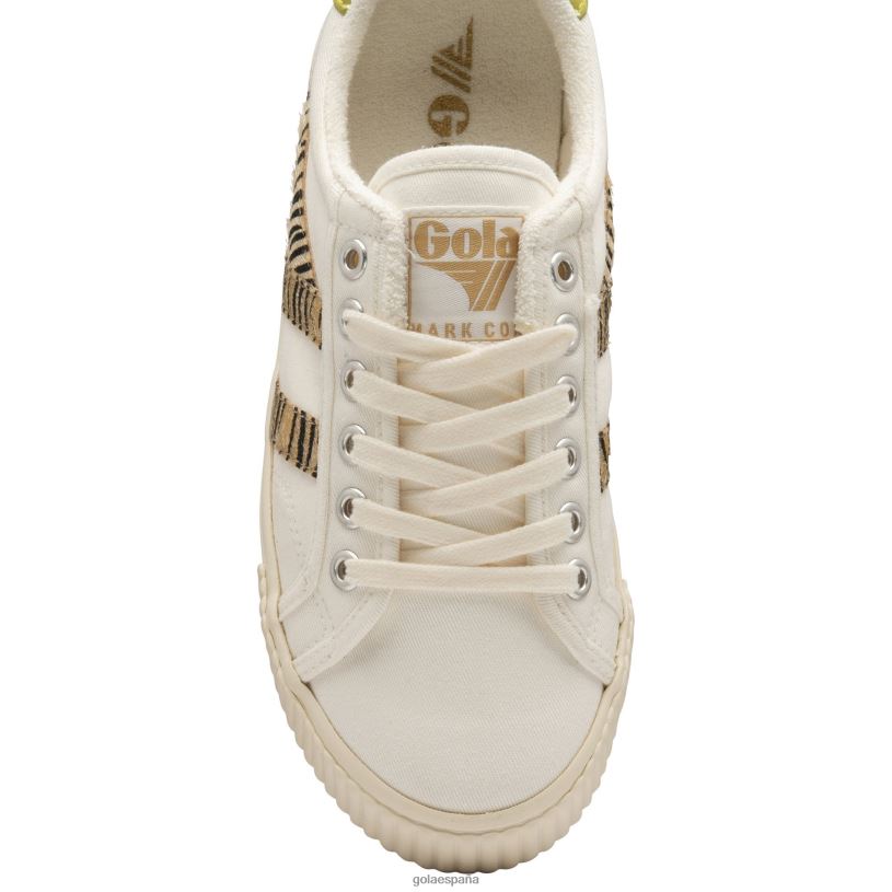 calzado V4PZL475 mujer Gola zapatillas veganas clásicas de tenis marca cox safari blanco hueso/cebra/cidra