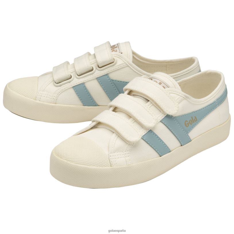 calzado V4PZL497 mujer Gola zapatillas clásicas veganas con correa estilo posavasos blanco hueso/azul empolvado