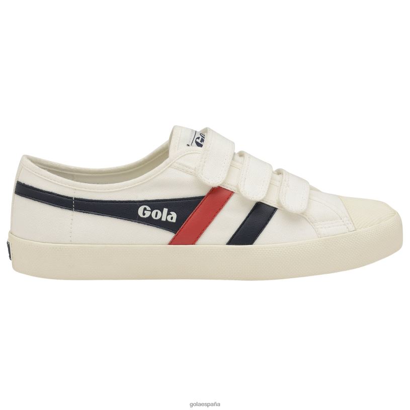 calzado V4PZL502 mujer Gola zapatillas clásicas veganas con correa estilo posavasos blanco roto/azul marino/rojo
