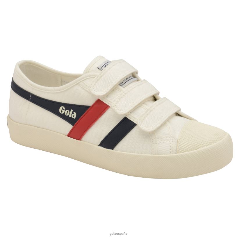 calzado V4PZL502 mujer Gola zapatillas clásicas veganas con correa estilo posavasos blanco roto/azul marino/rojo