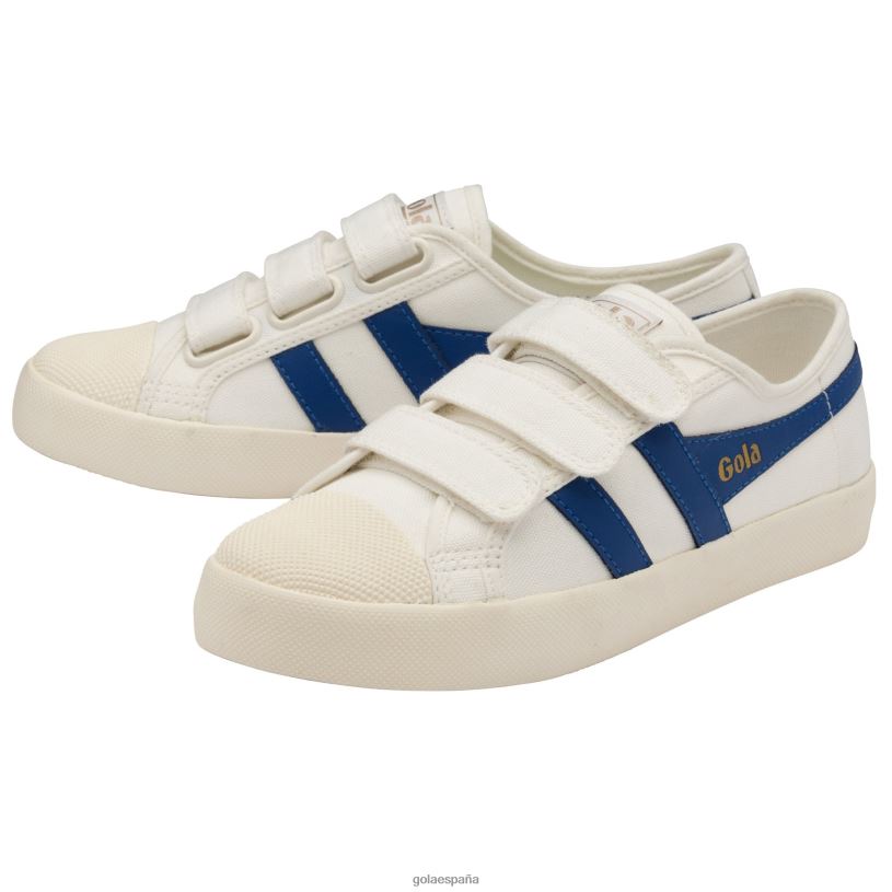 calzado V4PZL503 mujer Gola zapatillas clásicas veganas con correa estilo posavasos blanco roto/azul vintage