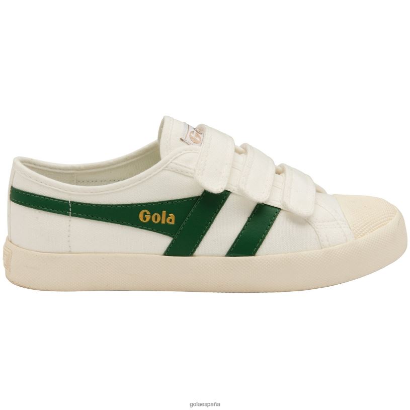 calzado V4PZL504 mujer Gola zapatillas clásicas veganas con correa estilo posavasos blanco hueso/verde oscuro