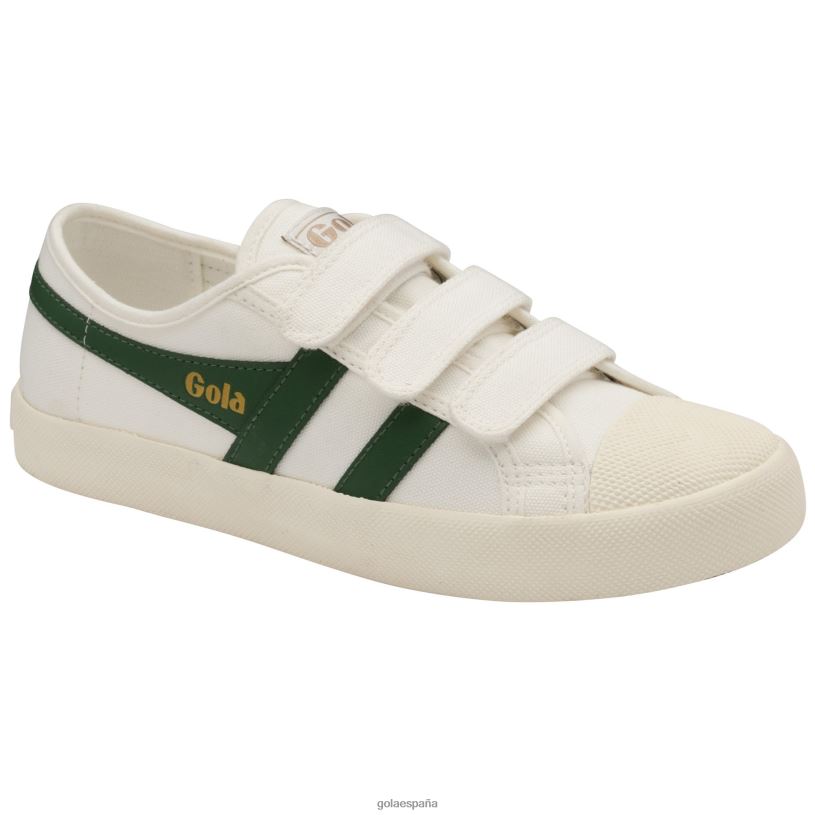 calzado V4PZL504 mujer Gola zapatillas clásicas veganas con correa estilo posavasos blanco hueso/verde oscuro
