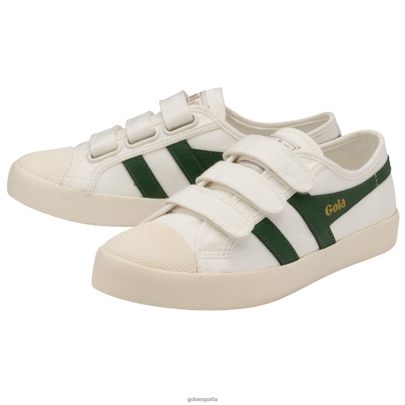 calzado V4PZL504 mujer Gola zapatillas clásicas veganas con correa estilo posavasos blanco hueso/verde oscuro