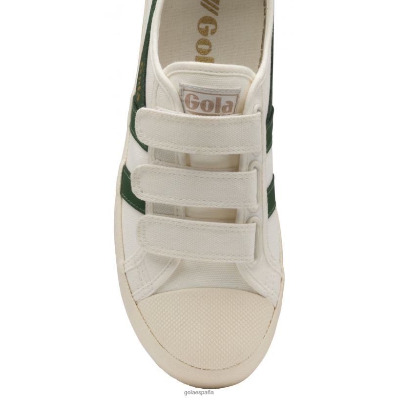 calzado V4PZL504 mujer Gola zapatillas clásicas veganas con correa estilo posavasos blanco hueso/verde oscuro