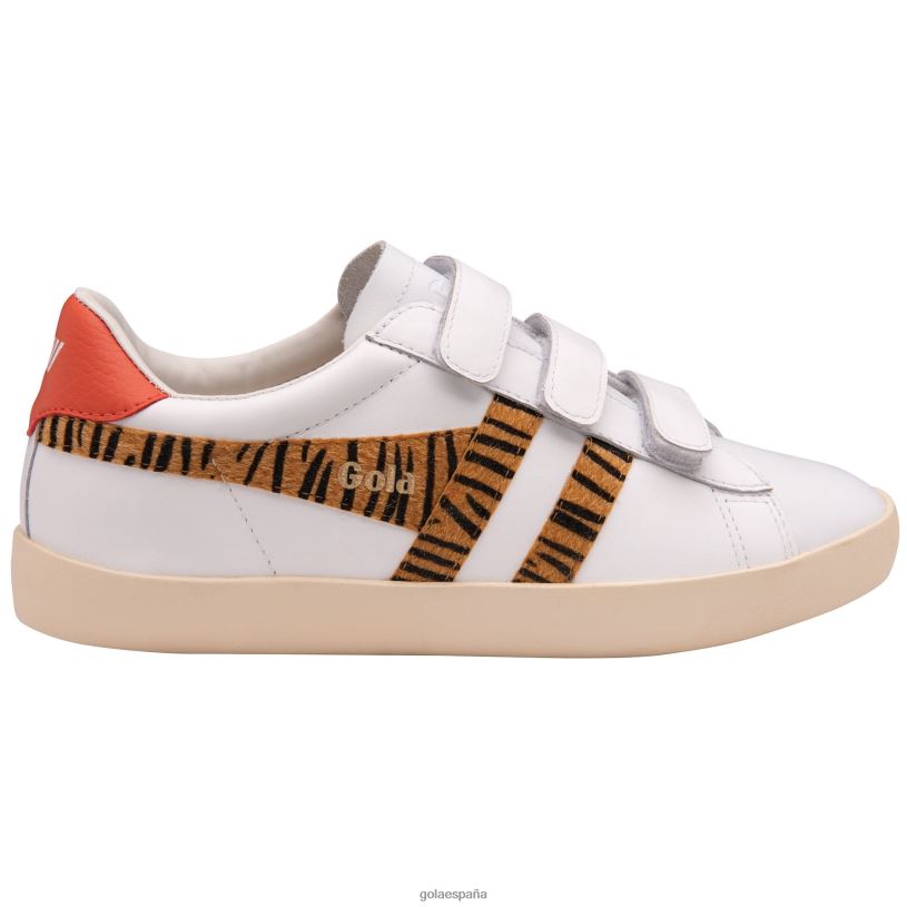 calzado V4PZL541 mujer Gola tenis classics nova con correa safari blanco/tigre/coral caliente
