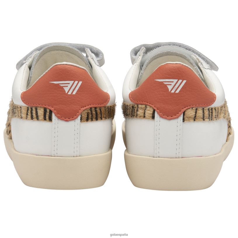 calzado V4PZL541 mujer Gola tenis classics nova con correa safari blanco/tigre/coral caliente
