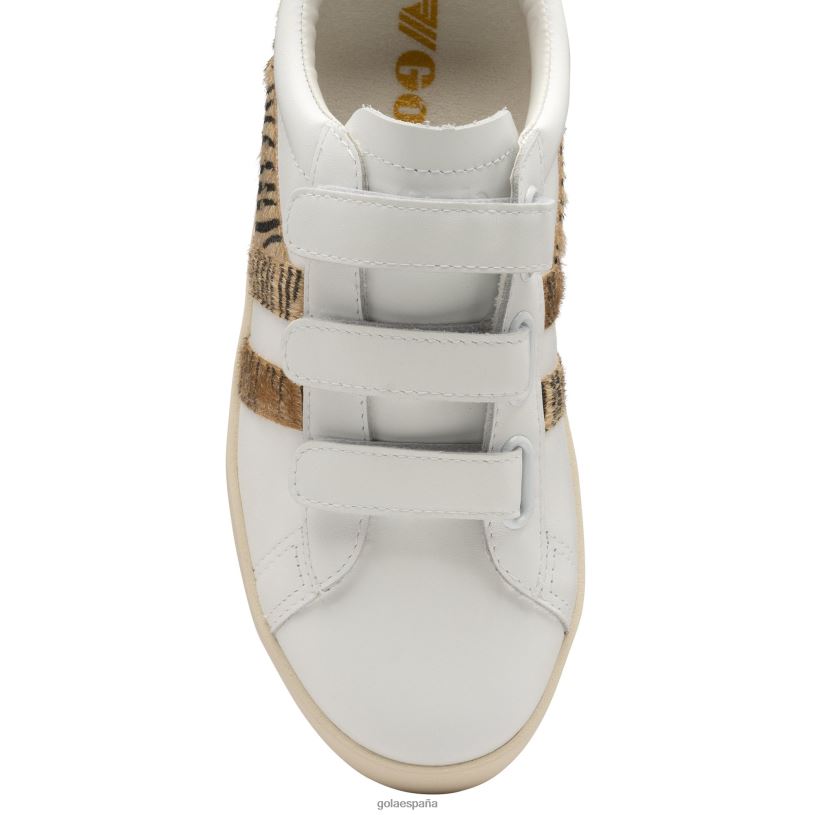 calzado V4PZL541 mujer Gola tenis classics nova con correa safari blanco/tigre/coral caliente