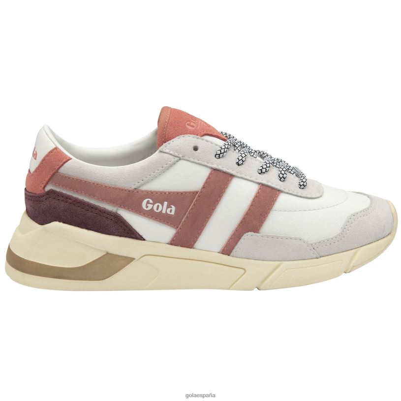 calzado V4PZL346 mujer Gola zapatillas clásicas eclipse pure blanco/rosa empolvado/rosa coral