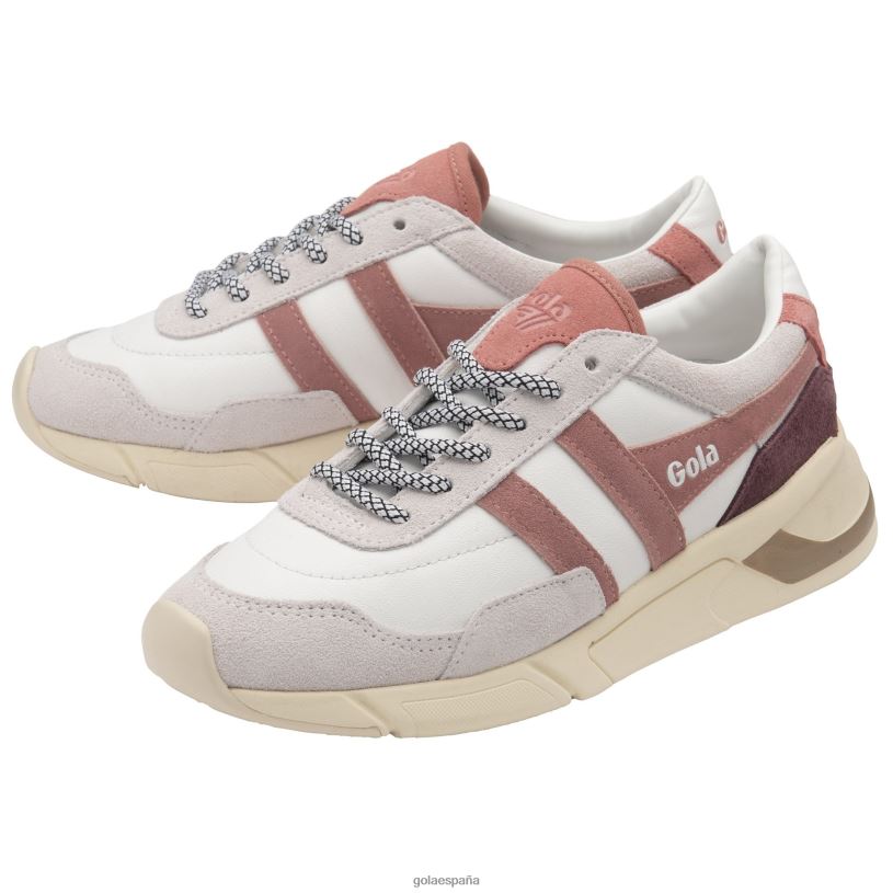 calzado V4PZL346 mujer Gola zapatillas clásicas eclipse pure blanco/rosa empolvado/rosa coral