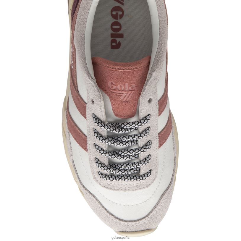 calzado V4PZL346 mujer Gola zapatillas clásicas eclipse pure blanco/rosa empolvado/rosa coral