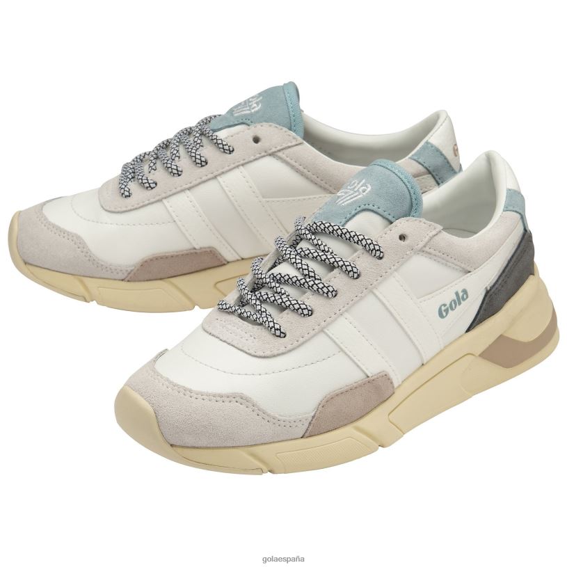 calzado V4PZL357 mujer Gola zapatillas clásicas eclipse trident blanco/azul empolvado/flor