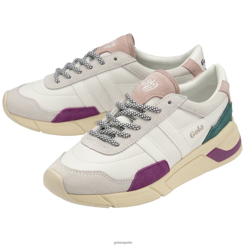 calzado V4PZL358 mujer Gola zapatillas clásicas eclipse trident blanco/dedalera/rosa tiza