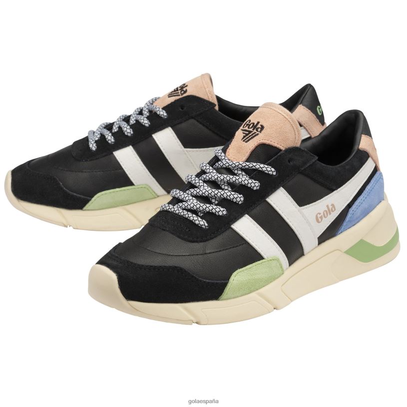 calzado V4PZL577 mujer Gola zapatillas clásicas eclipse trident negro/verde pátina/azul vista