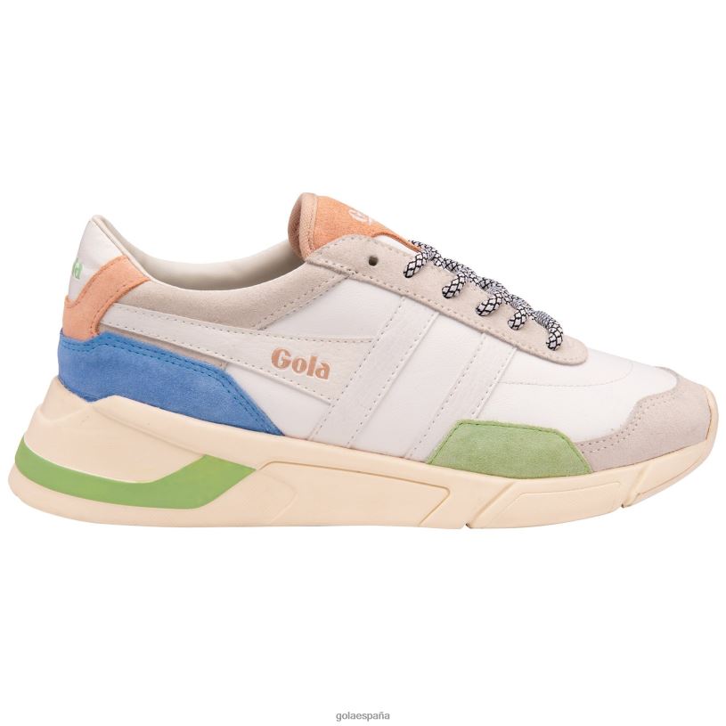 calzado V4PZL578 mujer Gola zapatillas clásicas eclipse trident blanco/verde pátina/azul vista