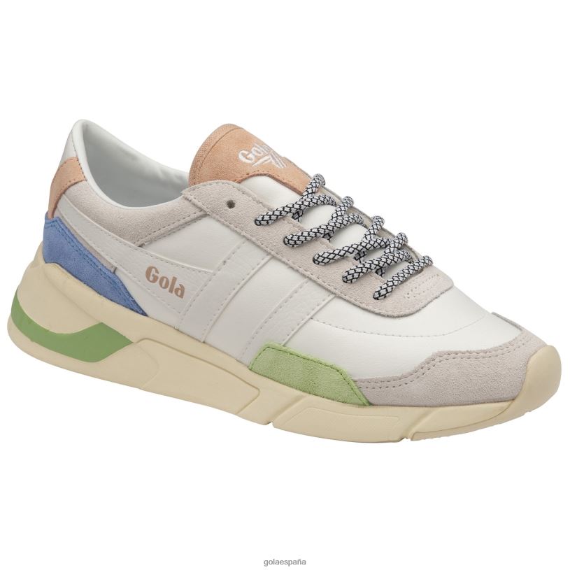 calzado V4PZL578 mujer Gola zapatillas clásicas eclipse trident blanco/verde pátina/azul vista