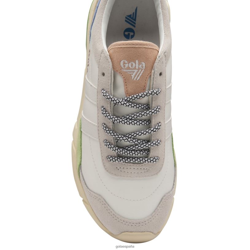 calzado V4PZL578 mujer Gola zapatillas clásicas eclipse trident blanco/verde pátina/azul vista