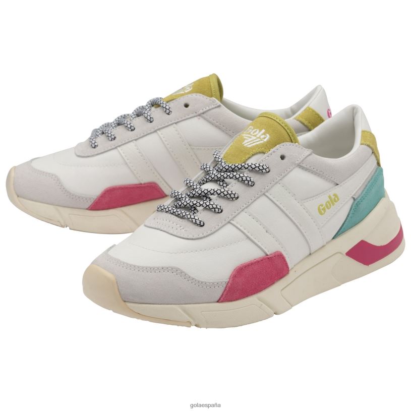 calzado V4PZL580 mujer Gola zapatillas clásicas eclipse trident blanco/rosa flúor/bruma marina