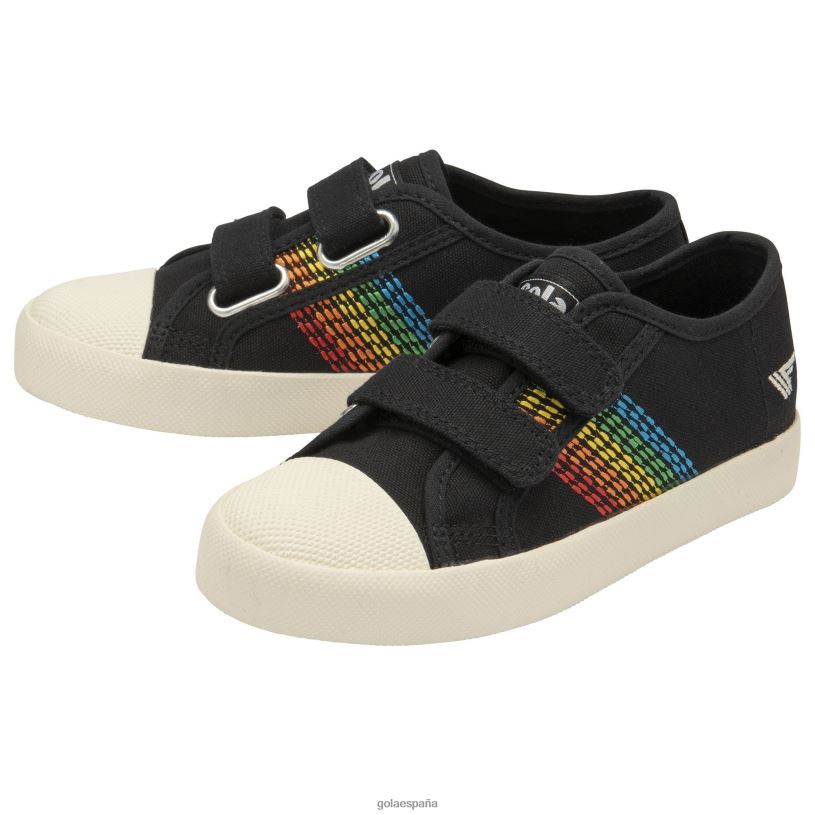 calzado V4PZL684 niños Gola zapatillas vegan classics coaster con correa de punto arcoíris negro/multi