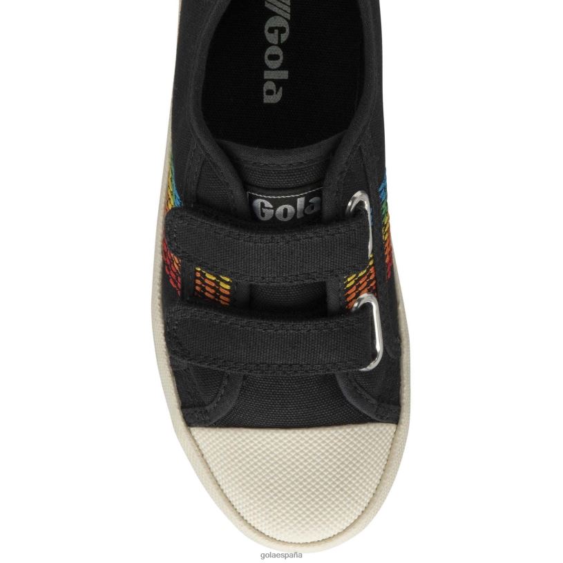 calzado V4PZL684 niños Gola zapatillas vegan classics coaster con correa de punto arcoíris negro/multi
