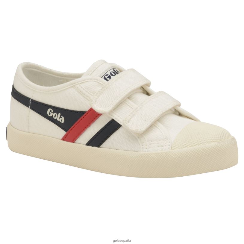 calzado V4PZL686 niños Gola zapatillas clásicas veganas con correa estilo posavasos blanco roto/azul marino/rojo