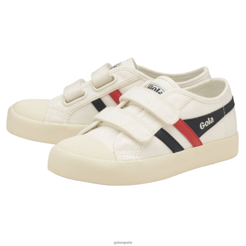 calzado V4PZL686 niños Gola zapatillas clásicas veganas con correa estilo posavasos blanco roto/azul marino/rojo