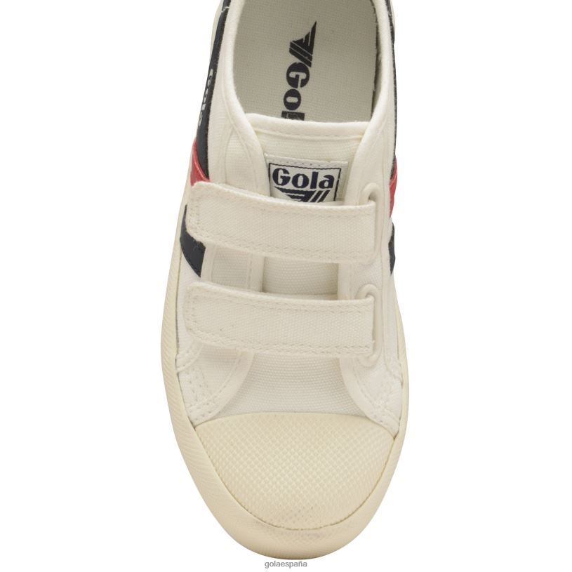 calzado V4PZL686 niños Gola zapatillas clásicas veganas con correa estilo posavasos blanco roto/azul marino/rojo