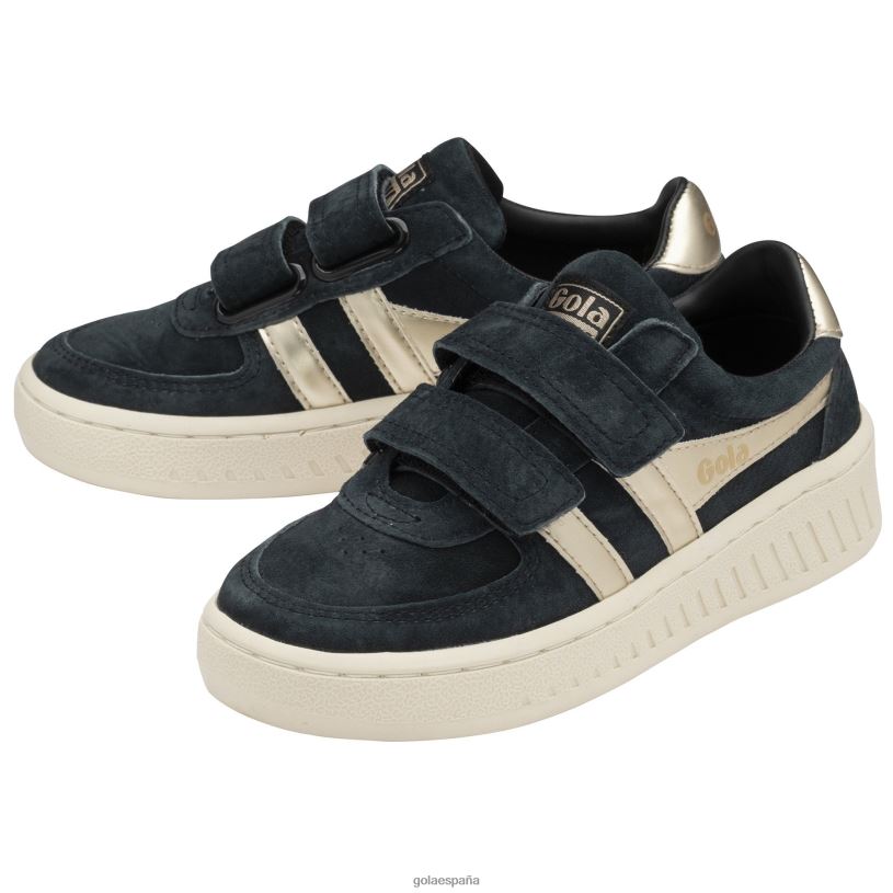 calzado V4PZL696 niños Gola tenis classics grandslam con correa de perlas negro