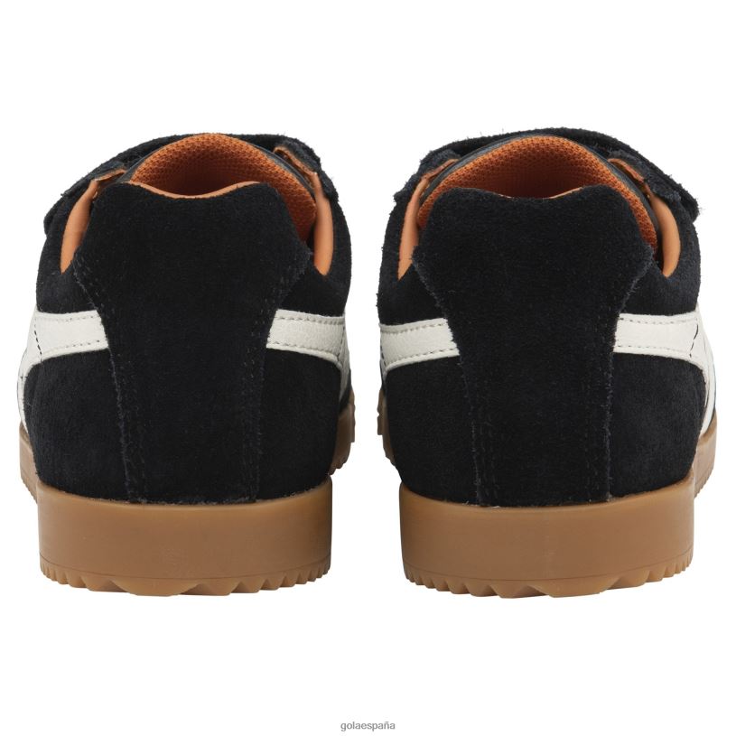 calzado V4PZL707 niños Gola tenis clásicos con tiras Harrier negro/blanco hueso/naranja malhumorado